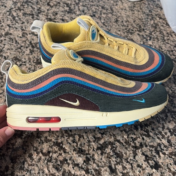 NIKE x Sean Wotherspoon Air Max 1/97 VF SW Sneaker Men’s 7 Yellow Blue Corduroy - Picture 1 of 13